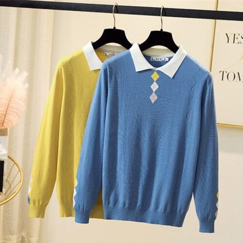 2021 Winter sweater women Loose Korean Style Harajuku Sweater Jumpers Argyle Winter Sweaters Women knitwear Thick Pull Tops