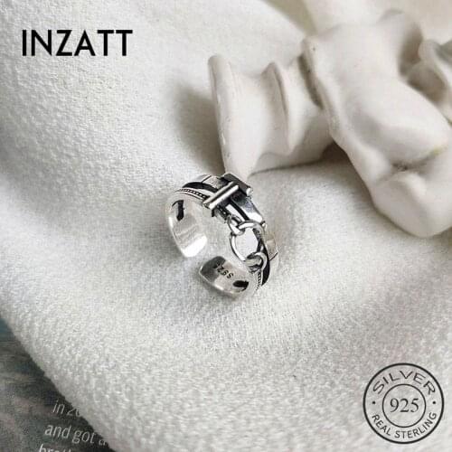INZATT Real 925 Sterling Silver Vintage Letter T Resizable Ring For Fashion Women Party Punk Fine Jewelry Accessories Gift