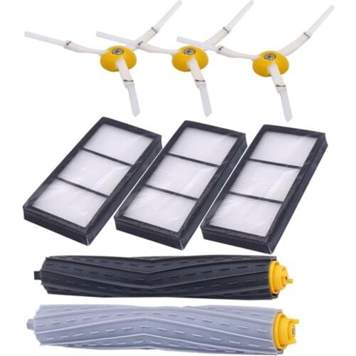 1 set of garbage collection extractor brush + 3 hepa filters + 3 side brushes for IROBOT Roomba 800 900 series sweeping robot