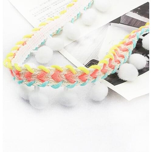 2Meter Pompom Trim Lace DIY Wedding Costume Skirt side Curtain pillow tassel ball craft decoration material Sewing Accessories