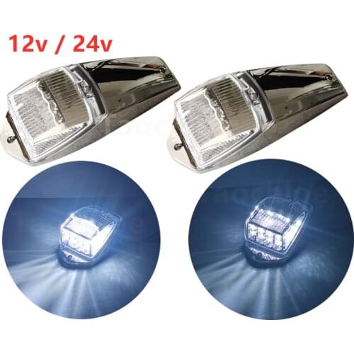 2pcs 17LED White 24v Truck Semi-trailer doom lamp Cab Marker clearance Lights Truck Top Light trailer tractor 12v Pickup truck