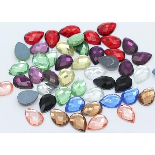 20pcs/Bag Water drop Multi Colors Folied back Wedding Dress Rhinestones Glass Diy Glue-On Flatback Jewelry Making accessories