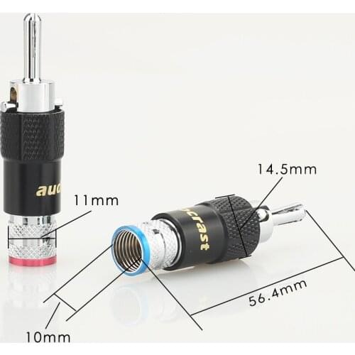 4xAudiocrast Rhodium Plated Audio Banana Speaker Plug Screw Locking 10mm Cable Wire Connector Speaker Cable Plug HIFI Diy