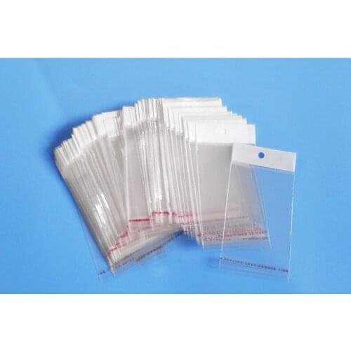 5*14cm 1000Pcs/ Lot Event Soft Clear Self Adhesive Seal Poly Package Bag Retail Plastic Packing Pouch W/ Hang Hole Hot Sale