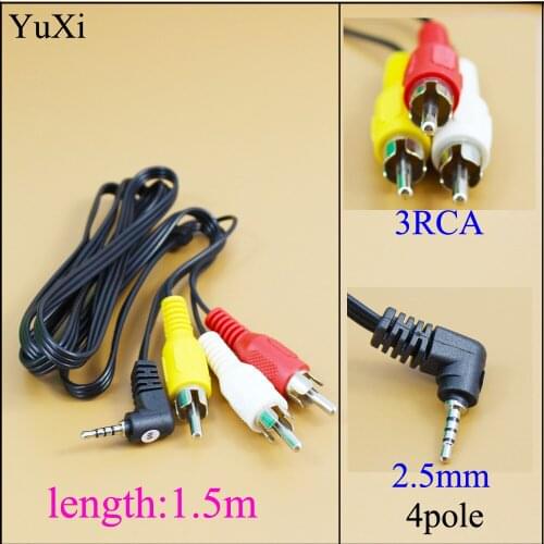 Audio Video Cable 90 degree Bend 2.5 Male to 3 RCA AV Cord for Sony MP3 MP4 Media Player Camcorder 4 pole 2.5 3RCA TV Cable