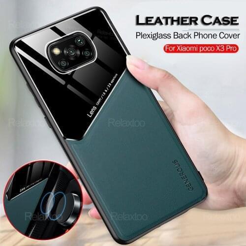 Car Magnetic Holder Leather Case For Xiaomi Poco X3 Pro Phone Covers PocoX3 X3Pro Pocophone X 3 Plexiglass Silicone Frame Coque