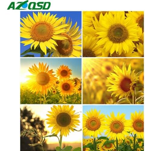AZQSD 5D DIY Diamond Painting sunflower Cross Stitch Handmade Needlework Diamond Embroidery Flower Mosaic Decor For Home