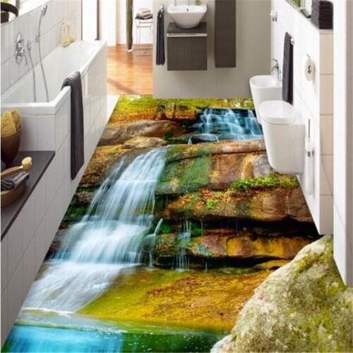 Beibehang Large custom paste waterfalls landscape 3D water supply thick water-resistant three-dimensional floor papier peint