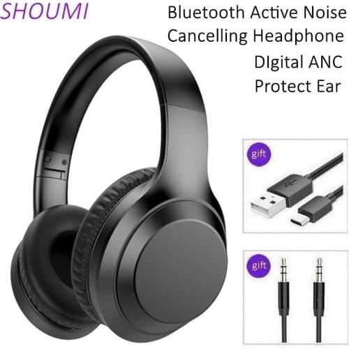 Bluetooth Active Noise Cancelling Headphone Wireless ANC Helmet Noise Reduction Headset Foldable Stereo with Mic,for Phone Music