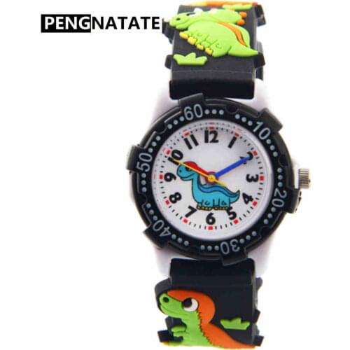 PENGNATATE Cartoon Children Watch for Girls 3D Dinosaur Strap Fashion Kids Watches Boys Cute Gift Silicone Bracelet Wristwatches