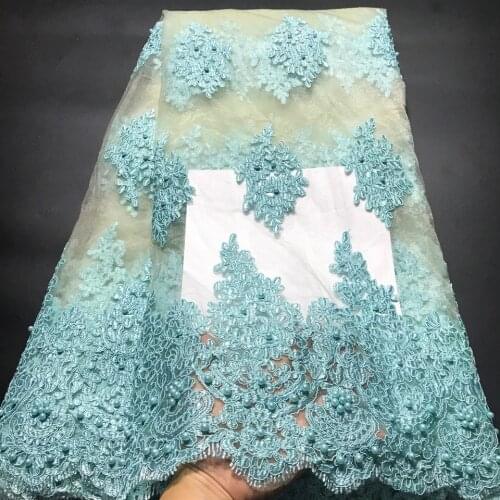 Off White African Lace Fabric 2021 High Quality Lace with Bead,Nigerian Lace Fabrics for Dress French Tulle Lace Fabric 5 Yards