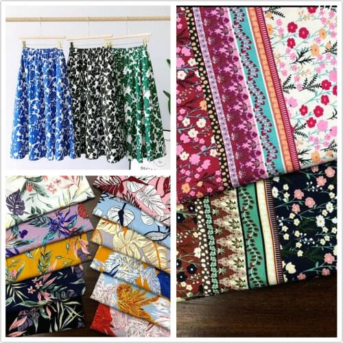 Tree pattern color rayon crepe printed fabric printed fabric custom dress casual wear fashion fabric