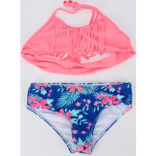 Kids Tassel Print Bikini Girls Swimwear Bathing Sets Kid Swimming Suit Tassel Swimsuit Children Bikini Baby Set Biquini Infantil