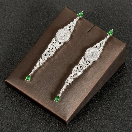 HIBRIDE Baguette Water Drop Trendy AAA Cubic Zirconia Women Wedding Party Engagement Dressing Up Drop Earrings Addiction E-1000