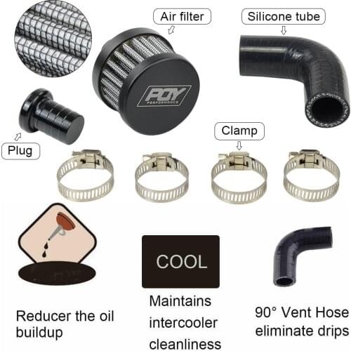 HT- CCV Crank Case Vent Reroute Crankcase Ventilation Line Change Kit Delete For 07.5-17 Dodge 6.7 Cummins Diesel 2500 3500 4500