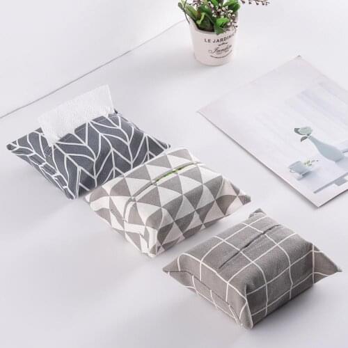 3Pcs Cotton Linen Paper Towel Bag Cover Car Home Napkin Tissue Box Organizer