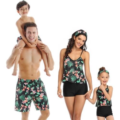 2020 Family Matching Swimwear Women Swimsuit Mother Daughter Kid Son Girl Bikinis Bathing Swim Suit Mayo Tankini Maillot De Bain