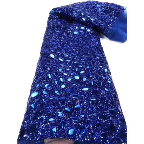 New Sparkly Big Sequins Flowers Tulle Lace Top Quality Shinny Fabric JRB-15.2182501 Nigerian Material for Fashion Show Dress