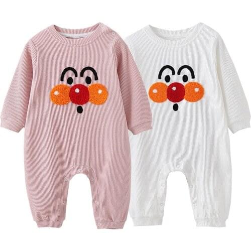 New Infant Baby Boys Girls Clothes Toddler Autumn Winter Long Sleeves Cartoon Face Splicing Lovely Rompers baby Outfits Bodysuit