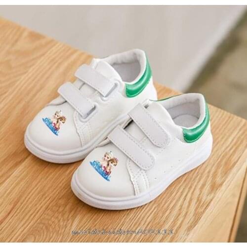 Disney Autumn New Korean Childrens Sports Shoes Frozen Elsa Childrens Soft Soled Small White Shoes Girls Fashion Leisure Shoes