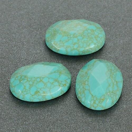 Miasol 5 Pcs Natural Stone Cabochon 15*20mm Faceted Oval Cameo Cabochon Setting Supplies For Diy Jewelry Making Accessories