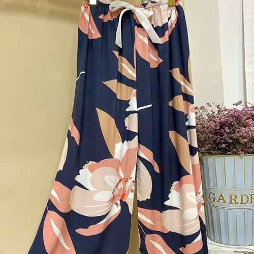 30 Colours Women Cotton Sleep Bottoms Long Pants Casual Loose Wide Leg Trousers For Women Elastic Waist Pajama Pants Lady Pijama