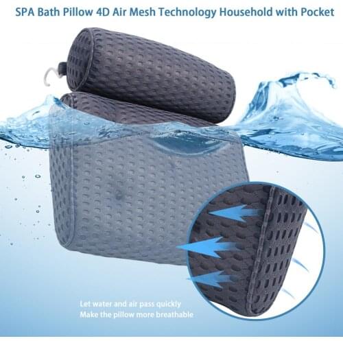 SPA Bath Pillow Bathtub Pillow with Suction Cups Neck Back Support Thickened Bath Pillow for Home Spa Tub Bathroom Accessories