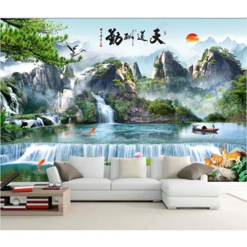 Custom photo wallpaper for walls 3 d murals Beautiful pastoral lakeside alpine landscape mural decorative painting living room