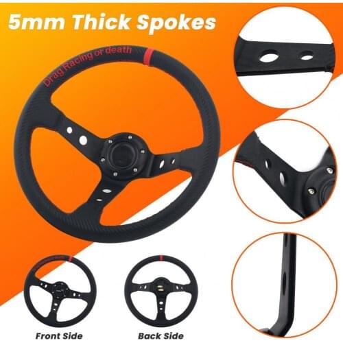 Steering Wheel Delightful Touch 345mm Aluminum Deep Dish Racing Wheel for Car