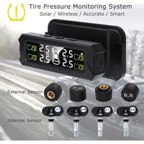 Solar Car TPMS Sensors Tire Pressure Monitoring System Tyre Diagnostic Tool On Board Computer Rotate Holder 4x4 Auto Accessories