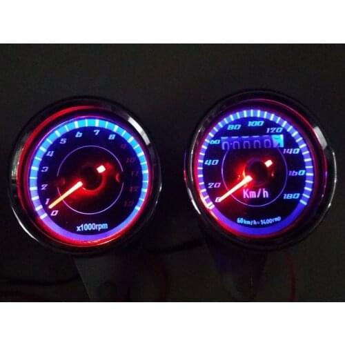 LED Motorbike Tachometer Tacho Gauge + Odometer Speedometer Speedo meter Cafe CB
