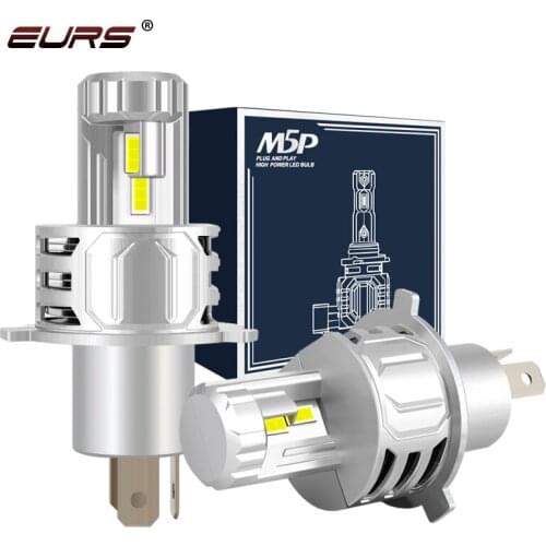EURS Mini H4 Led H7 H11 H9 H8 LED Bulb HB3 9005 9006 HB4 Car Headlight Bulb M5P WireleAuto Lamp Fog lights 6000K 16000lm 12V 24V