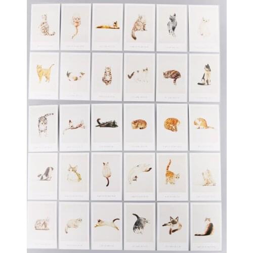 30 Sheets Cat Paintings Retro Vintage Postcard Christmas Gift Card Wish Poster Cards