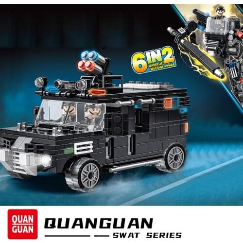 SWAT Military Series Vehicle Bricks Police Car 6-in-2 Sets NYPD Patrol Truck Model Assembling Blocks Children Toys Boys Gifts