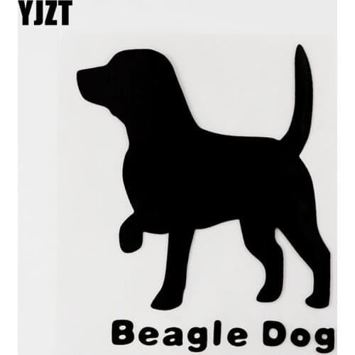 YJZT 12.3CMX14.6CM Funny Animal Beagle Dog Vinyl Decal Car Sticker Black/Silver 8C-0079