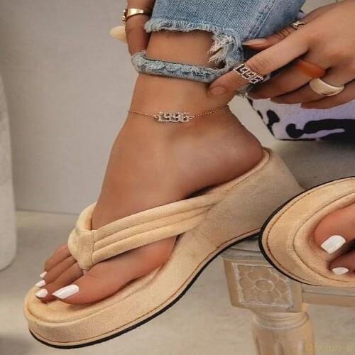 Hot Women Slippers New Clip Toe Sandals Women Shoes Wedge Platform Slippers Fashion Dress High Heels Female Flip Flops Casual