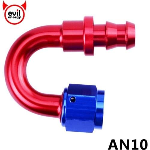 Evil energy AN10 Fuel Push On Oil Fitting Aluminum Adapter Reusable Oil Cooler Fittings 0 45 90 180 Degree Hose End Red-blue