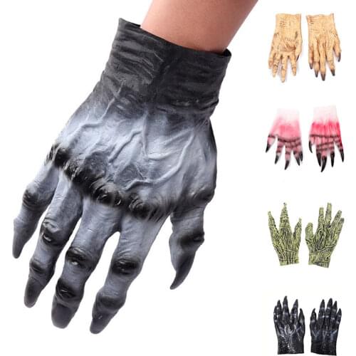 1 Pair Halloween Gloves Scary Monster Gloves Realistic Costume Gloves Funny Party Props Prank Toys Festive Atmosphere Ornaments