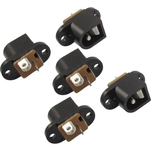 10 Pcs 2.1x5.5mm Female DC Power Plug Jack Socket Black