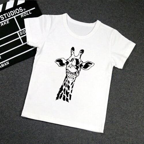 2021 Cartoon T Shirt Summer Harajuku Giraffe Kawaii Pattern Kids Clothes Boys Girls Tshirt Short Sleeve Girl T-shirt Unisex Cute
