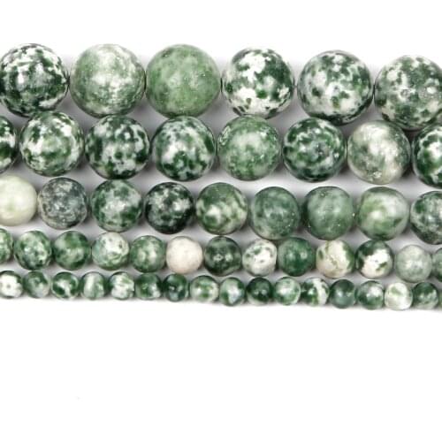 4-12mm Natural Stone Beads Round Smooth Green Point Stone Loose Beads For Jewelry Making DIY Charm Bracelet Necklace Handmade