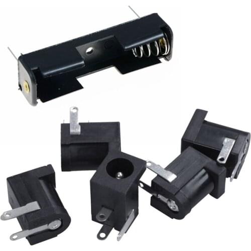 5Pcs DC Power Jack Socket Female Panel Mount Connector & 5Pcs AA/1.5V/PP3 Battery Holder/Connector with Switch