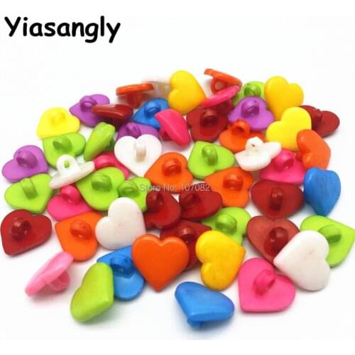 500pcs Mixed Colors 15mm Acrylic Heart Shank Buttons Sewing Baby Crafts DIY Jewelry Making Garment Accessories Button