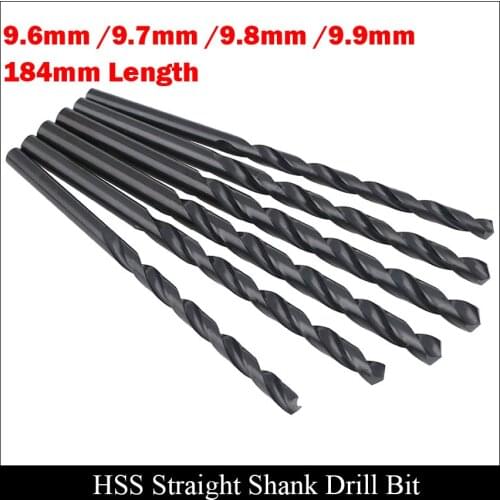9.6mm 9.7mm 9.8mm 9.9mm 184mm Length Metal Wood High Speed Steel HSS Fully Ground Black Finished Straight Shank Twist Drill Bit