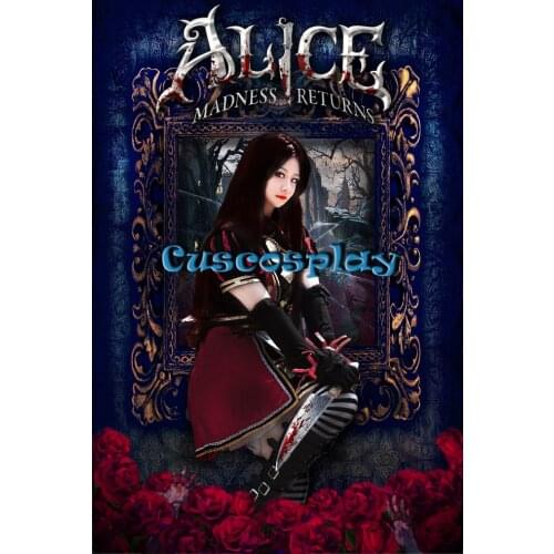 Alice:Madness Returns Alice Lolita Dress Cosplay Costume Playing cards outfit full set Halloween Dress For Women can custom made