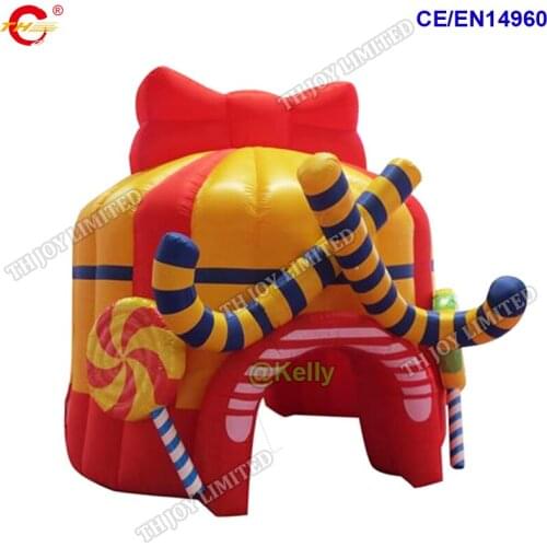 Free air shipping beautiful inflatable candy house tent for kids, carnival inflatable event tent with candy cane decoration