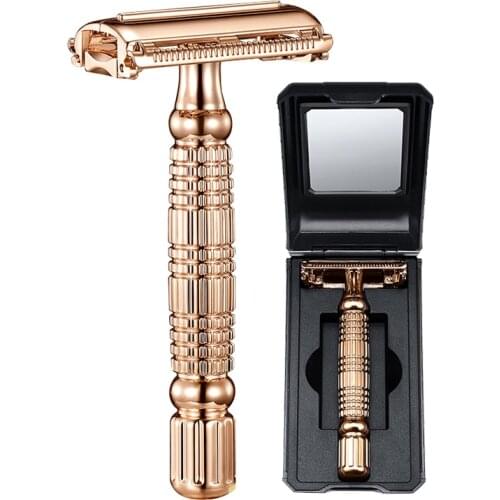 Double Edge Blades Razor Safety Alloy Razor Manual Shaver Top Quality Rose Gold Butterfly Men Shaving