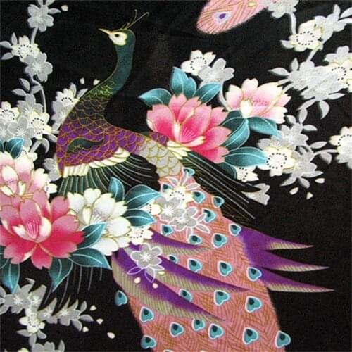 CF550 8color Large Peacock Brocade Jacquard Fabric Traditional Chinese Wedding Cheongsam Qipao Fabric Mulberry Silk DIY Material