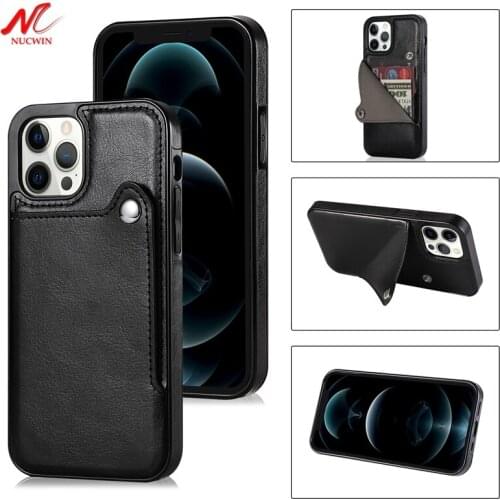 For iPhone 12 11 Pro Max Wallet Case Retro Leather Stand Holder Card Slot Back Cover for iPhone 10 6 6s 7 8 Plus X Xs Xr 12 Mini