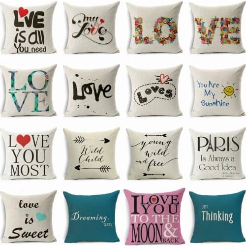 Love letter Pillow Case Throw Pillowcase Cotton Linen Printed Pillow Covers Office Home